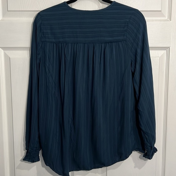 KNOX ROSE Women’s Loose/Relaxed Fit Blue Tie Collar Boho Shirt - Size Small - Picture 6 of 6